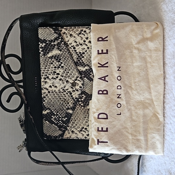Ted Baker Handbags - Ted Baker | Women's Crossbody Black Exotic Animal Snake Print Tassels Bag
